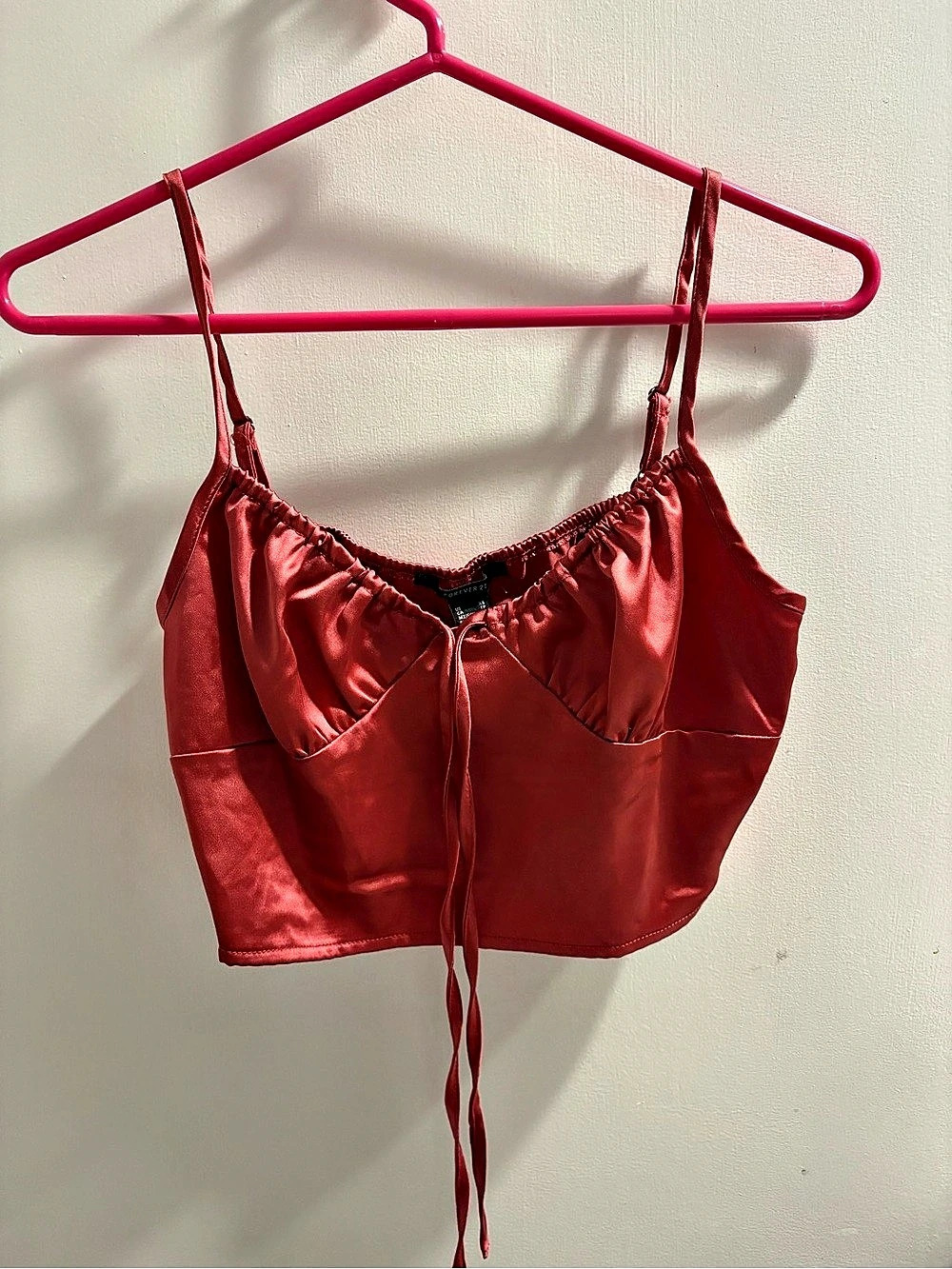 Forever 21 Satin Corset Crop Top in Red Size XS Like New
